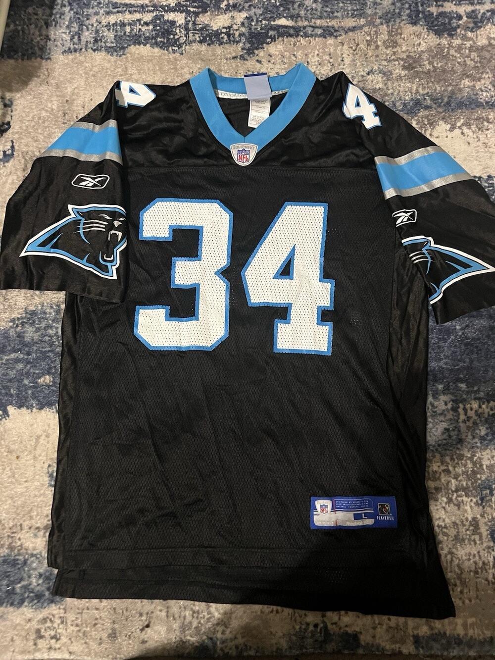 Size L- VTG NFL Carolina Panthers #34 DeAngelo Williams Reebok Jersey Men's